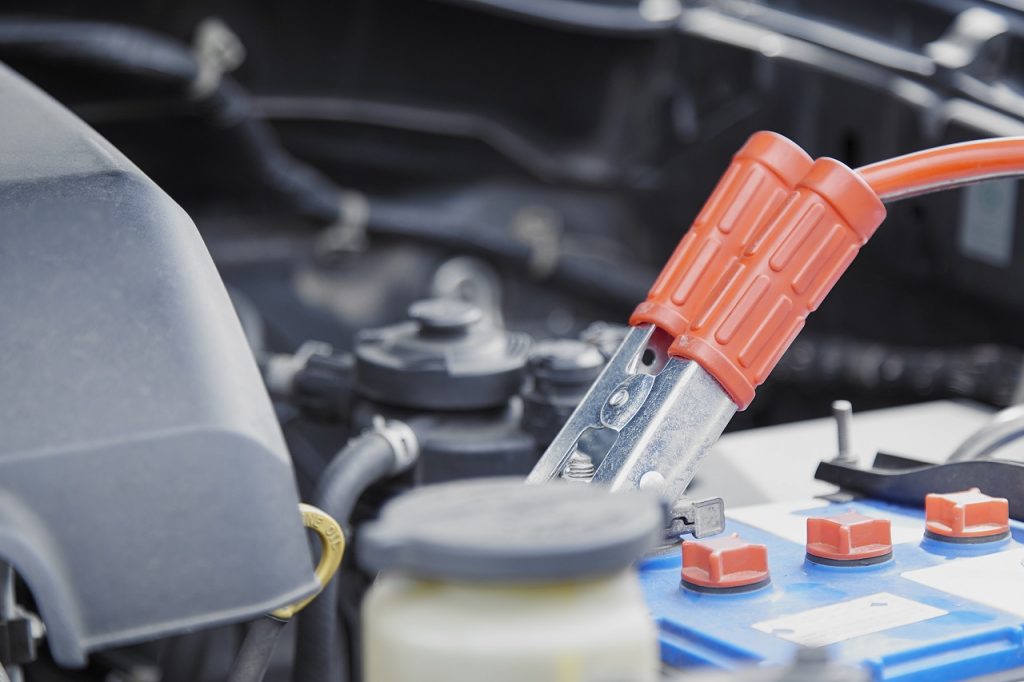 jump starting a car